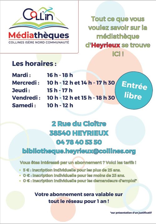 Informations Médiathèques d'Heyrieux